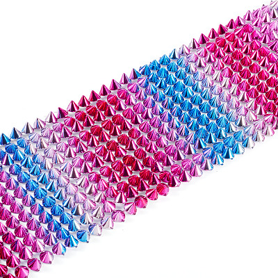 1 Yard 12-Row Resin Spike Stud Cone Flatback Punk Rock Trim Mesh Bead Craft FIND-TA0006-73C-1