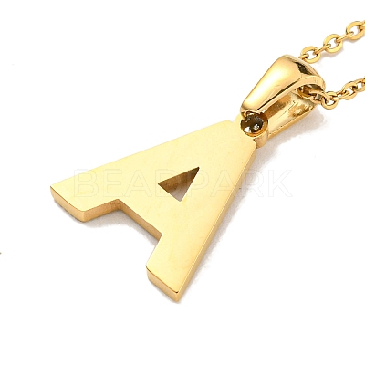 Ion Plating(IP) Initial Letter 304 Stainless Steel Pendant Necklaces NJEW-M199-01G-A-1
