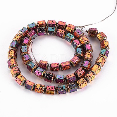 Electroplated Natural Lava Rock Beads Strands G-T114-71-1
