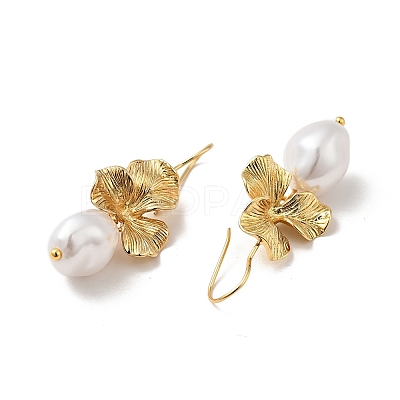 ABS Imitation Pearl Flower Dangle Earrings X-EJEW-F288-21G-1