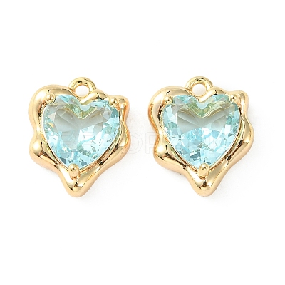 Brass Micro Pave Cubic Zirconia Charms KK-L208-06G-01-1
