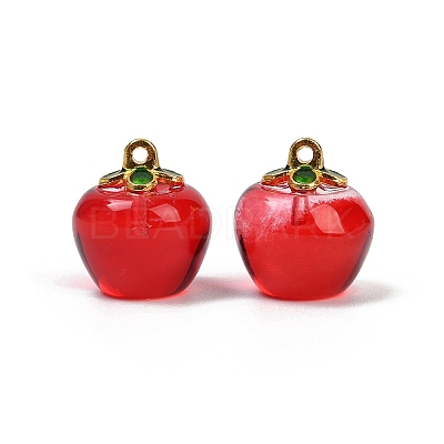 Transparent Glass Apple Pendants DGLA-E004-16C-1