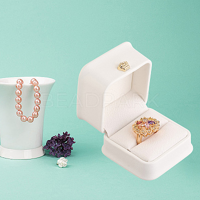 2Pcs PU Leather Ring Gift Boxes LBOX-CL0001-03-1