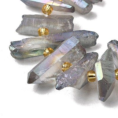 Electroplate Natural Quartz Crystal Beads Strands G-F800-B12-1