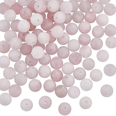 Frosted Natural Rose Quartz Round Beads Strands G-OC0003-57A-1