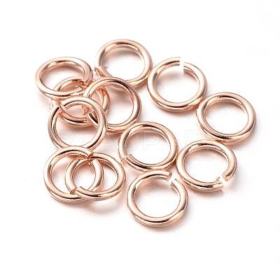 Eco-Friendly PVD Vacuum Plating & Long-Lasting Plated Brass Open Jump Rings KK-E663-4mm-RG-1