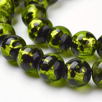 Handmade Silver Foil Lampwork Beads Strands FOIL-L016-A02-1