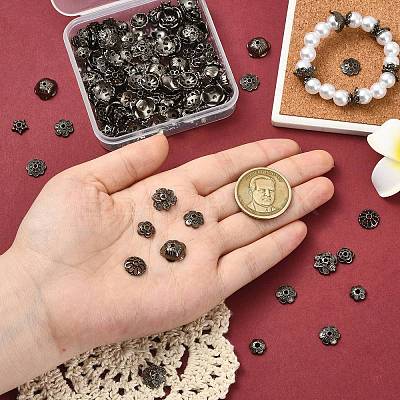 200Pcs 10 Styles Zinc Alloy Bead Caps FIND-CJ0004-70-1