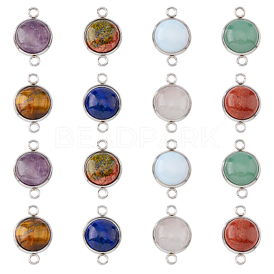 16Pcs 8 Styles Natural & Synthetic Mixed Gemstone Connector Charms G-UN0001-25-1