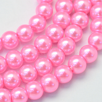 Baking Paint Pearlized Glass Pearl Round Bead Strands X-HY-Q003-4mm-68-1