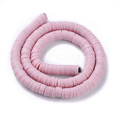 Flat Round Handmade Polymer Clay Beads CLAY-R067-6.0mm-26-1