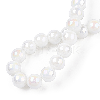 Electroplate Opaque Glass Beads Strands X-GLAA-T032-P10mm-AB02-1