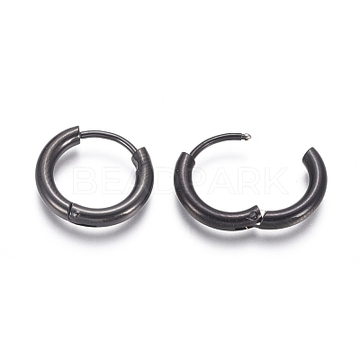 304 Stainless Steel Huggie Hoop Earrings EJEW-F111B-16mm-B-1