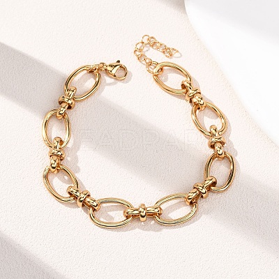 304 Stainless Steel Oval Link Chains Bracelets for Women BJEW-G780-05G-1