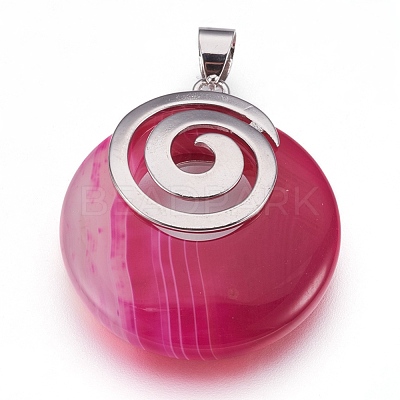 Natural Banded Agate Pendants KK-F751-D17-1