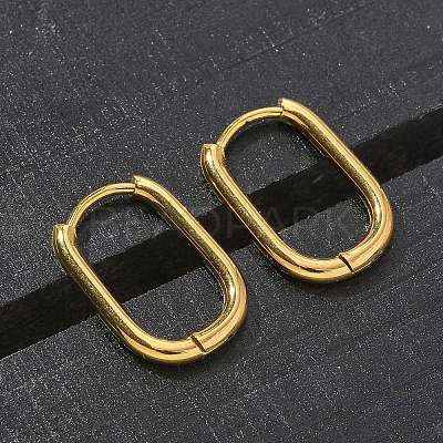 Ion Plating(IP) 304 Stainless Steel Oval Hoop Earrings EJEW-M218-02A-G-1