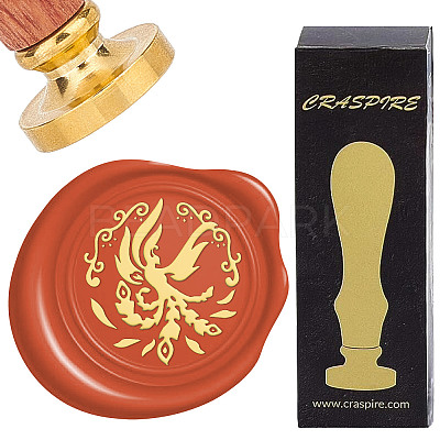 Brass Wax Seal Stamps with Wood Handle AJEW-WH0412-0152-1