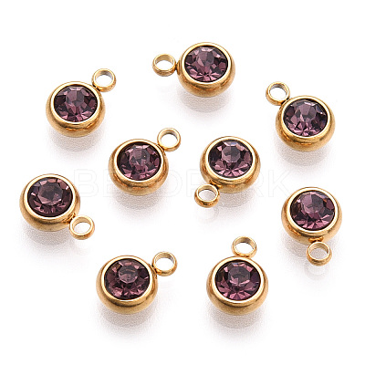 201 Stainless Steel Rhinestone Charms STAS-S068-06G-1