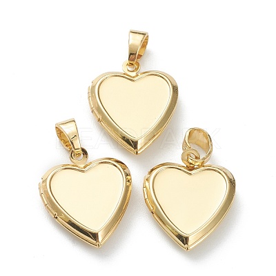 Brass Locket Pendants KK-P199-12G-1