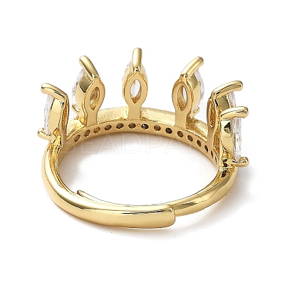 Cubic Zirconia Crown Adjustable Rings RJEW-Q777-10G-03-1