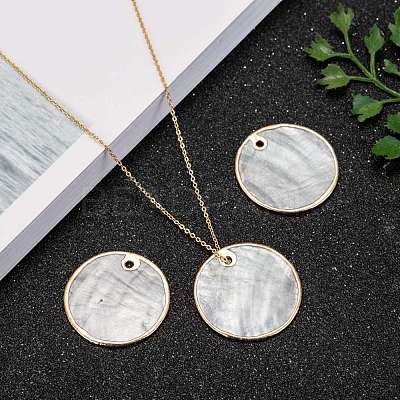 Natural Capiz Shell Pendants SHEL-T012-07A-1