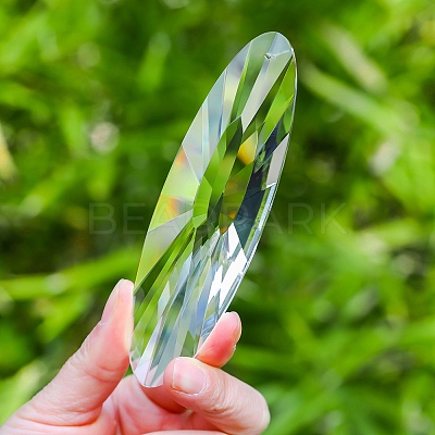 Oval K9 Glass Flower Suncatchers for Garden Outdoor Hanging Decorations PW-WG54667-01-1