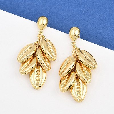 304 Stainless Steel Dangle Stud Earrings EJEW-P325-05E-G-1