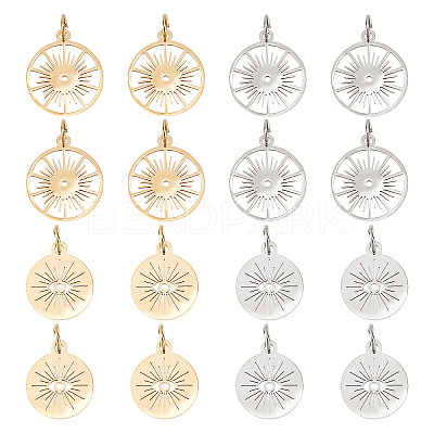 16Pcs 4 Style 201 Stainless Steel Pendants STAS-DC0004-50-1