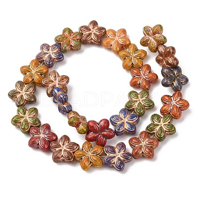Painted Glass Beads Strands X-GLAA-B037-12B-12B-1