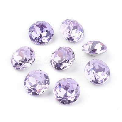 Pointed Back & Back Plated Glass Rhinestone Cabochons RGLA-J012-10mm-371-1