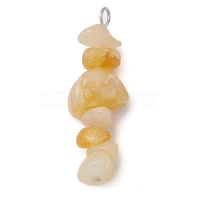Gradient Color Natural Citrine & Natural Tiger Eye & Natural Gold Rutilated Quartz Chip Beaded Pendants PALLOY-JF02791-08-1