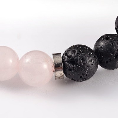 Natural Lava Rock Beaded Stretch Bracelets BJEW-JB02184-1