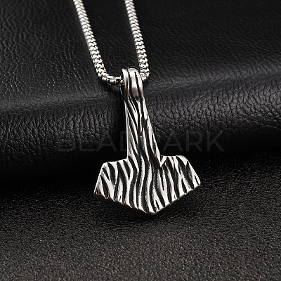 Vintage 304 Stainless Steel Viking Axe Pendant Necklaces for Men WG47AC0-01-1
