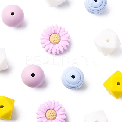 5 Styles Food Grade Eco-Friendly Silicone Beads SIL-FS0001-24-1