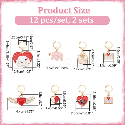 Valentine's Day Alloy Enamel Pendant Stitch Markers HJEW-AB00290-1