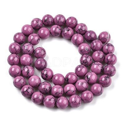 Dyed Synthetic Turquoise Gemstone Bead Strands TURQ-R032-8mm-XSS15-1