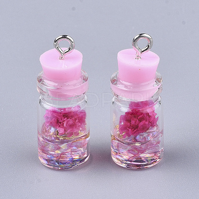 Glass Bottle Pendant Decorations GLAA-S181-05E-1
