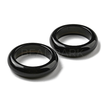 Natural Obsidian Plain Band Ring for Women RJEW-P044-01A-10-1