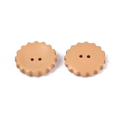 Spray Painted Natural Wood Buttons WOOD-T032-34B-1