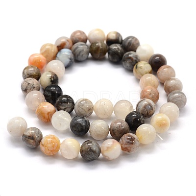 Natural Bamboo Leaf Agate Beads Strands G-G763-03-6mm-1