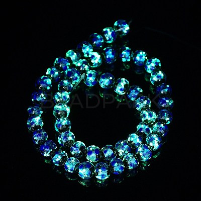 Glow in the Dark Luminous Style Handmade Silver Foil Glass Round Beads FOIL-I006-10mm-02-1