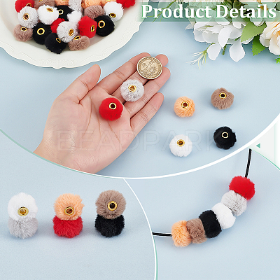 60Pcs 6 Colors Imitation Mink Fur European Beads FIND-FG0004-37B-1