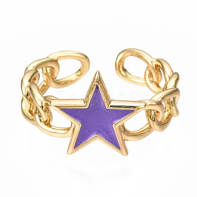 Brass Enamel Cuff Rings RJEW-N035-009-NF-1