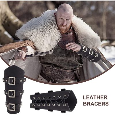 Leatheroid Punk Style Cuff Wristband for Bikers AJEW-WH0020-38B-1