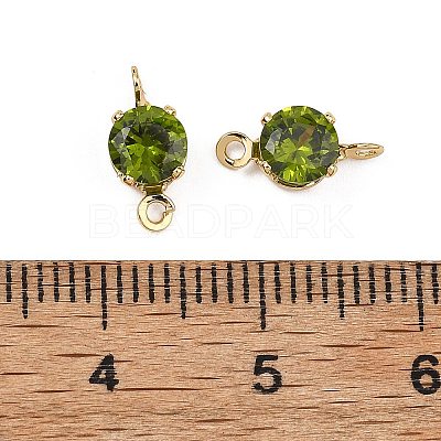 SHEGRACE Brass Pave Cubic Zirconia Flat Round Connector Charms XGRQ2O473-435D-G-1