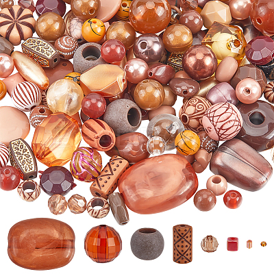 100G 5 Styles Acrylic Beads OACR-SC0001-72B-1