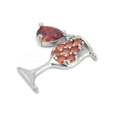 Brass Cubic Zirconia with Glass Pendants KK-Q026-24P-1
