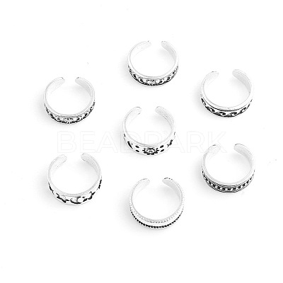 7Pcs 7 Styles Star Moon Sun Pattern Alloy Cuff Toe Rings Sets FS-WGEBD78-01-1