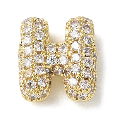 Brass Micro Pave Cubic Zirconia Beads KK-P290-61G-H-1