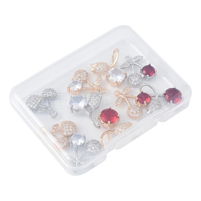 10Pcs 10 Styles Brass Micro Pave Cubic Zirconia Pendants KK-FS0001-80-1